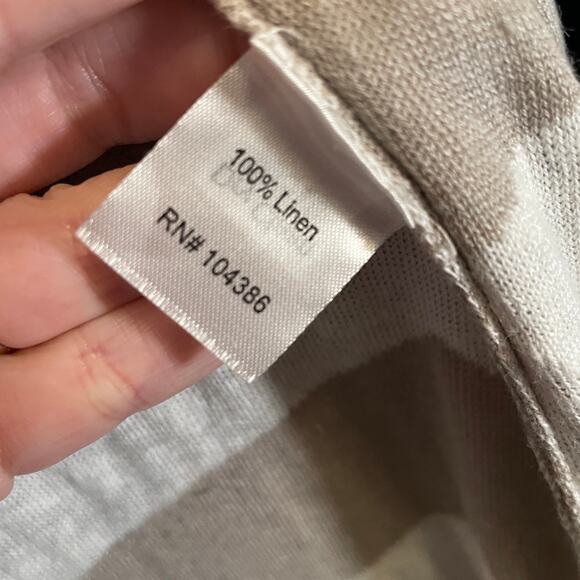 Garnet Hill Chevron Stripe Duster Cardigan Taupe White Linen Open Front M - Picture 4 of 5